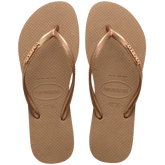 Women's Slim Logo Metallic Flip Flops