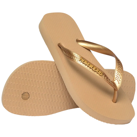 Women's Top Logo Metallic Flip Flops